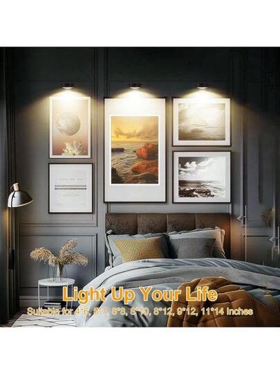 Battery Powered LED Wand Lights Remote Control, Dimmable Temperature Timer, Cordless Sconce Lighting Gallery, Staircase, Hallway, Bedroom Frame (Batteries Not Included) view 9