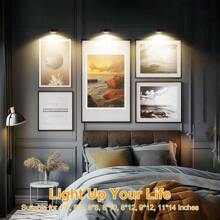3pcs Battery Powered LED Wall Lights With Remote Control, Dimmable Color Temperature & Timer, Cordless Wall Sconce Lighting Suitable For Gallery, Staircase, Hallway, Bedroom Frame Decor (Batteries Not Included)