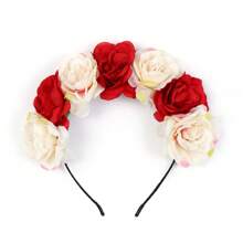 1 Stück Blumen-Stirnband für Erwachsene zum Fotografieren, Braut-Rosenblüten-Haarreif im Boho-Stil, Haarband Diadema für Frühling/Sommer