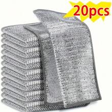 10/20PCS Multifunctional Metal Wonder Cleaning Cloth, Upgraded Double-Layer Thickened Metal Dishwasher, Kitchen Scrubbing Pad, Suitable For Wet And Dry Mesh Microfiber Cleaning Cloth, Suitable For Cleaning Of Metal, Kitchen, Tableware Outdoor Barbecue Tools