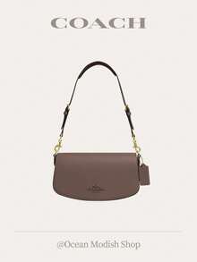 Coach Andrea Women's Shoulder Bag Refined Leather Bag Small Flap Bag,Elegant Underarm Handbag Ladies Purse Gift For Women Gift For Her - Dark Stone - 查看 1