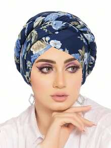 1pc Floral Printed Head Scarf/Bandana Cap, Versatile Chemo Hat Head Wrap For Women Daily Wear Turban For Dress, Beach, Holiday, Accessories, Travel Essential - A - View 8