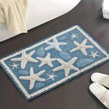 1 件海洋风格海星图案超细纤维浴室地毯，防滑超柔软浴室垫、门垫、浴室吸水垫，可机洗，短绒，TPR 背衬，针织面料，适用于浴室、卧室、厨房、玄关、室内外使用，浴室配件和装饰，完美的新居礼物。返校季玄关装饰、浴室、厨房装饰 - 彩色 - 查看 5