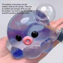 1PC Cute Stress Reducing Transparent Octopus Super Sticky Injectable Bubbles:(6cm/2.36) Portable Squeeze Toy, Perfect For Keeping At Your Desk And Relaxing On The Go, Tabas Squishy Toy For Teens 14+ | Fun And Tricky Sensory Play, Perfect For Christmas, Halloween And Birthday Gifts For Kids, Making It An Ideal Holiday Gift. Fidget Toys