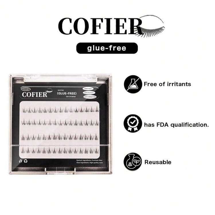 Natural Cofier DIY Lash Kit Press On Lash No Glue Lash Self-Adhesive Eyelash Kit Individual Lashes Beginner Friendly Eyelashes With Tweezers - Lông mi dưới không cần keo SPARKLE - Xem 2