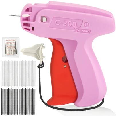 1 件套精密缝纫枪套件，防卡纸迷你服装标签枪，适用于服装微标记，快速服装修补缝纫工具套装包括 6 根针、1000 个黑色和 1000 个白色 5 毫米迷你钉子、C200 标签枪