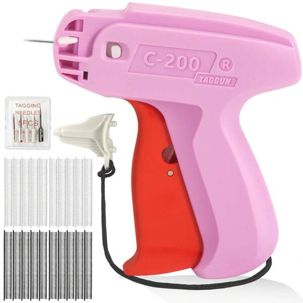 1pc Precision Sewing Gun Kit, Jam-Free Mini Clothing Tag Gun For Garment Micro-Marking, Quick Clothing Repair Sewing Tool Set Includes 6 Needles, 1000 Black And 1000 White 5mm Mini Nails, C200 Label Gun