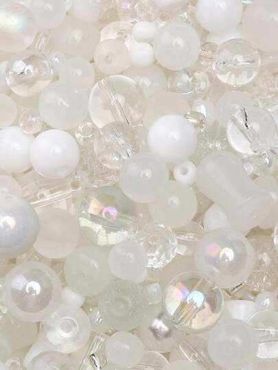 beadia 30-90克/包，3-12毫米混合白色玻璃珠，适用于DIY珠宝制作、项链和手链工艺品，女性手工材料
