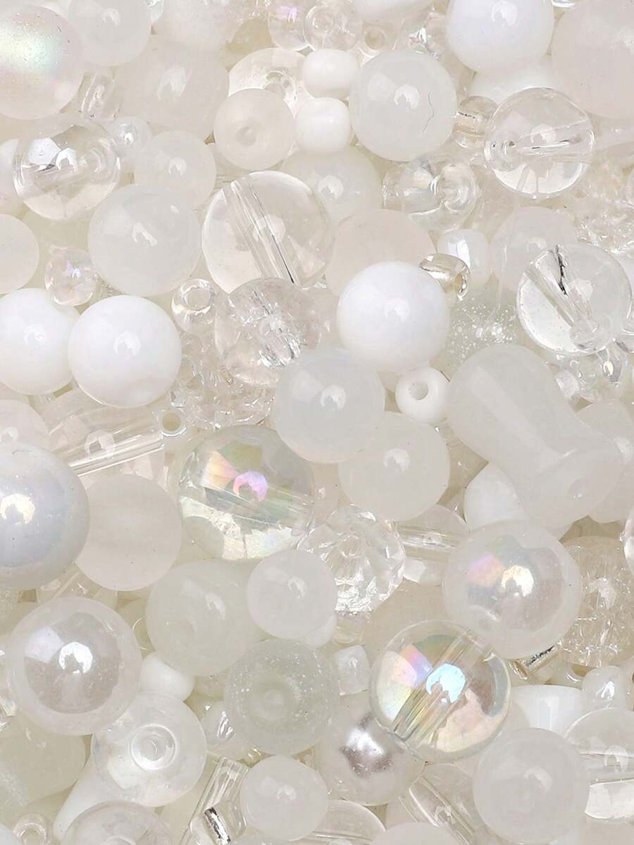 beadia 30-90克/包，3-12毫米混合白色玻璃珠，适用于DIY珠宝制作、项链和手链工艺品，女性手工材料