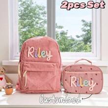Handgefertigte Lunchbox-Tasche, Kinderlunchbox-Tasche & Rucksack 2er-Set für den Schulanfang, Mehrzweck, große Kapazität, vielseitig, multifunktional, farbig, süß, niedlich, schlicht, witzig, Kawaii, Y2K, minimalistisch, für Pendeln, Business Lässig, Basics, personalisiert, einzigartig, individualisiert, ideale Geschenke für ihn, ideale Geschenke für sie, Familie, Freunde, Freundin, für Jahrestage, Geburtstage, Urlaub/Reisen, für draußen/Ausflüge/Reisen/Wandern/Stadion/Sport/Klettern, für Geschäft/Pendeln/Arbeit/Büro, personalisierte Lunchboxen