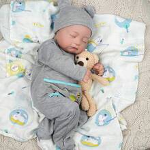 Reborn Dolls - Connie 20-Inch Reborn Baby Boy He Has Painted Hair, Realistic Expressions, And Delicate Facial Painting, He's Handmade And Has A Soft Body For Children's Gift Realistic Babies,Baby Alive,Reborn Baby ,Kids Toy,Realistic,Lifelike Baby Dolls,Toys ,Doll Toys - Grey - View 3