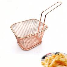 French Fries Rack, French Fries Basket, American Snack Food Small Net Basket. Rusty Steel Frying Basket With Handle, French-Style Fried Potato Table Food Display Net Basket, Kitchen Cooking Tool - Multicolor - View 17