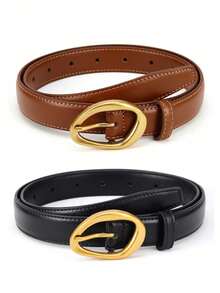 2 件女士时尚高端腰带，合金针扣商务休闲牛仔配饰腰带，情人节和母亲节礼物。 - 彩色 - 查看 10