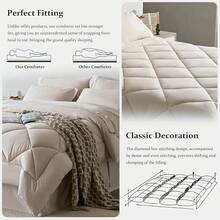 Newspin Queen Bed In A Bag 8 Pieces Comforter Set, Black All Season Bed Set, Queen Bedding Sets With Comforter And Sheets, Pillow Shams, Flat Sheet, Fitted Sheet, Pillowcases And Bed Skirt - 米色 - 查看 4