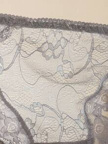 3条装蕾丝印花透明镂空舒适女士内裤，性感低腰三角裤