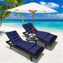 Outdoor Folding Lounger Chair Cushion Recliner Rocking Chair Sofa Mat Chair Cushion For Yard Patio Beach Pool Deck For Outdoor Folding Chaise Lounge Chair Cushion For Beach Sunbathing Patio - 藏蓝色 - 查看 7