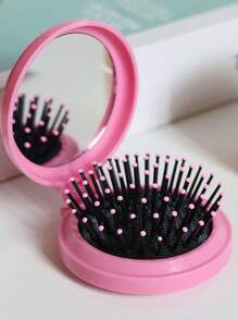 1 pieza Espejo plegable con peine de la serie Macaron, peine pequeño con cojín de aire y espejo de maquillaje, cepillo de masaje para cabeza con espejo estilo niña DIY, todo en uno, peine con cojín de aire minimalista Macaron, espejo portátil de unicolor con cepillo de masaje, peine plegable de color caramelo para mujeres, maquillaje, barato, decoración de habitación, tocador, viaje, dormitorio, accesorios de maquillaje, espejo, espejo de tocador, mini espejo, espejo compacto, espejo pequeño, espejo de mano