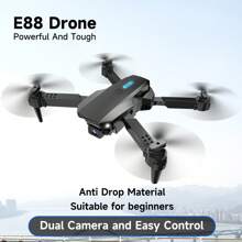TOKQI Drone cuadricóptero E88, cámara HD 720P, control de altura fija, vuelo a 360°, control remoto plegable, juguete de dron ideal como regalo para Navidad, Halloween y Acción de Gracias