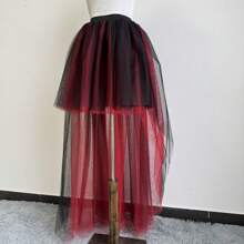 Women's Colorful Stylish Asymmetrical Tulle Skirt, Europe And America Design, Sexy Hem, Suitable For Daily Wear And Stage Performance