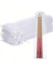 20 件抽绳欧根纱礼品袋折叠手扇收纳袋薄纱袋工艺包装袋派对婚礼礼品首饰盒、珠宝盒、女士和女孩的珠宝收纳袋、珠宝架，非常适合万圣节耳环、项链、戒指和婚礼配饰；也适合家居装饰和伴娘礼物太阳旅行凉爽回到学校