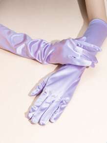 1 para jednolitych kolorowych minimalistycznych rękawiczek imprezowych o długości do łokcia