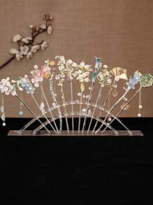 1 Peça Presilha de Cabelo Retrô com Borlas, Acessório de Cabelo Elegante Decorado com Pérolas e Cristais, Garra de Coque de Alta Qualidade para Mulheres e Meninas, Clipe de Coque Estilo Chinês Hanfu, Fixador de Coque, Ornamento de Cabelo de Liga, Pino de Cabelo, Formador de Coque, Peça de Cabelo, Presilhas para Arrumação de Cabelo