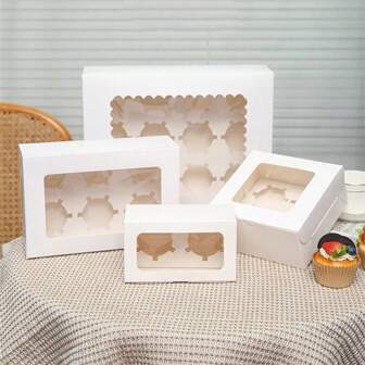 20 piezas/Paquete Caja de regalo con ventana para fiesta, caja de embalaje de regalo de fiesta de cumpleaños, caja de regalo de la vida diaria, caja de embalaje de magdalenas, caja de tartas y postres, caja para llevar de repostería