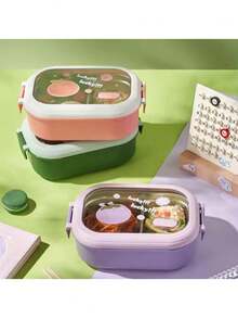1pc Stainless Steel Lunch Box, School Bento Box, Leak-Proof Portable Food Container, Independent Heating Lunch Box, Kitchen Storage Box, Study Supplies - Multicolor - View 8