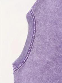 1 Piece, 230G Double-Sided Water Wash, Modelo1 Piece, Washed Printed T-Shirt 230g, High-Quality Batik Cotton Retro Fashion Brand T-Shirt, A Certain Thickness Suitable For Summer T-Shirts, Holiday Gifts. - Màu tím - Xem 5