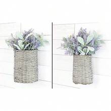 New  Wall Hanging Baskets (Set Of 2, Gray) Woven Wicker Rustic Farmhouse Gray Washed Door Baskets, All And Medium Size - Gray Washed 2 Hanging Baskets - View 8