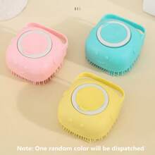 1pc Pet Shampoo Brush And Bath Brush, Silicone Massage Rubber Bath Comb With Shampoo Storage Device, Suitable For Dog And Cat Grooming Tools, Scrubbing And Bathing Cleaning Tools (Random Color Shipping)