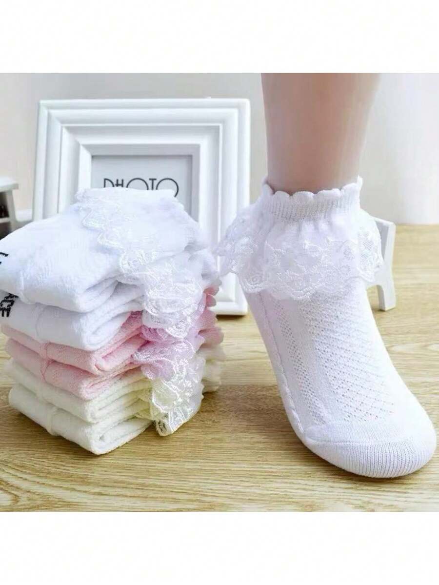 Meia Babado Tule Feminina Infantil Respiravel - Princesa-Fofa - - Branco - Visão 1