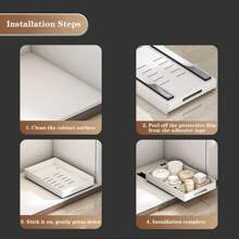 Cajón organizador extraíble para gabinetes de cocina, estantes extraíbles de acero al carbono resistentes, fijados con adhesivo, estante extraíble para gabinetes de cocina y baño