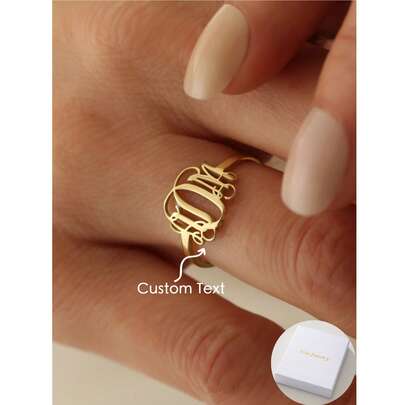 An Initials Ring Custom Monogrammed Open Ring, Personalized Tiny Ring