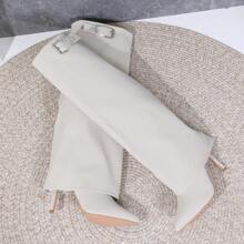 Neue weiße spitz zulaufende Stiefel mit Keilabsatz und hohem Schaft