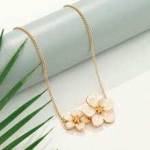 1 buc colier elegant colorat cu pandantiv floral cu picătură de ulei, lanț delicat cu petale, potrivit pentru purtare zilnică, cel mai bun cadou pentru femei