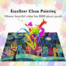 300/500/1000片梦幻风景拼图，益智解谜，趣味挑战，厚实耐用无缝拼图，适合成人，是生日、圣诞节、万圣节、感恩节、情人节、家庭活动的理想之选，色彩鲜艳的拼图设计 - 彩色 - 查看 4