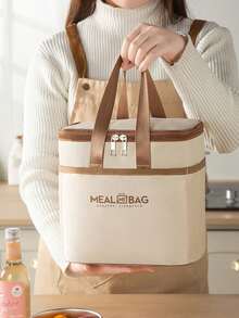 1pc Insulated Lunch Bag Tote Cooler, Thick Aluminum Foil, Waterproof Lunch Bag For Office Workers And Students - Multicolor - View 7