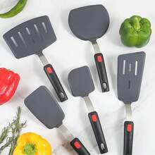 Espátula de silicona para ollas antiadherentes, espátula para freír para el hogar resistente a altas temperaturas, utensilios de cocina de acero con resorte - estilo 5 - Ver 1