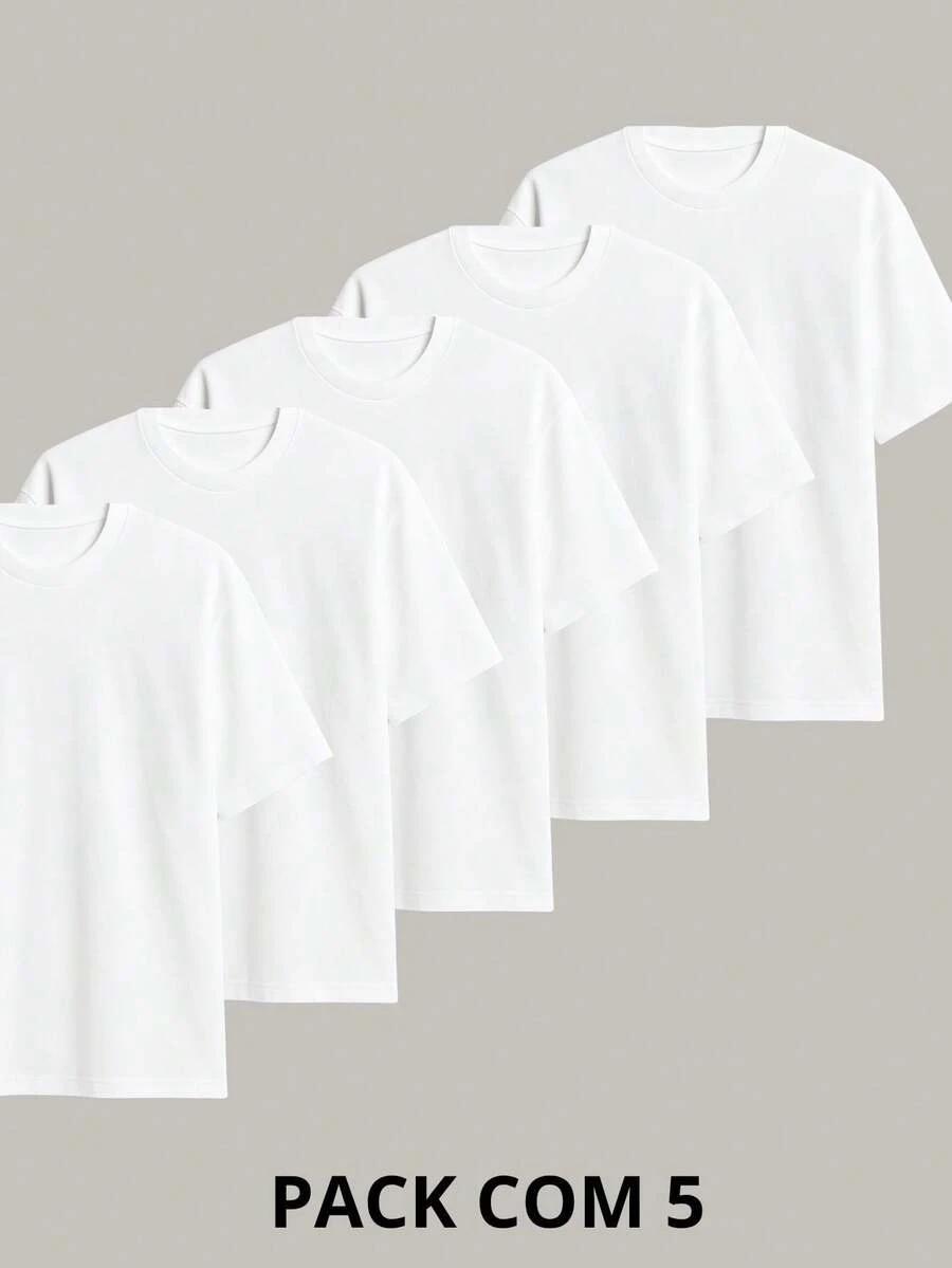 Kit Of 5 Premium Men's Oversized T-Shirts, Trap Street Style, Gringa Bodybuilder, Valentine's Day - 5 màu trắng - Xem 1