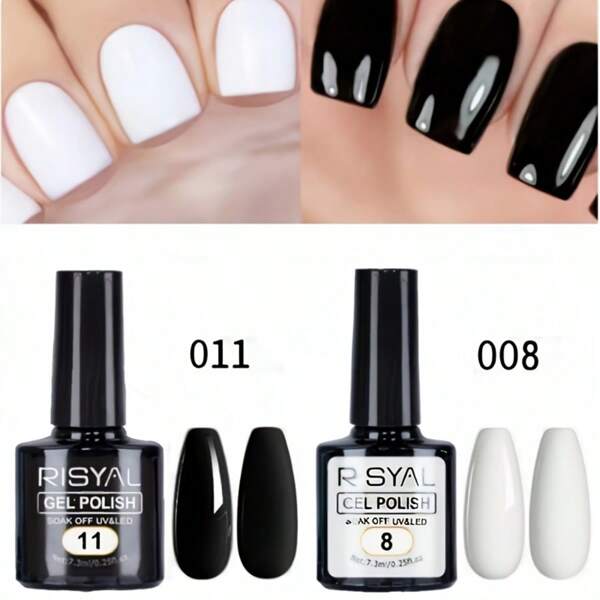 RISYAL Gel Polish Nail Polish Set, Nude, Black & White Colors