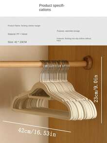 10 件植绒衣架，防滑无痕家居收纳整理器 - 米色 - 查看 6