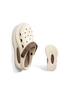 男士轻便透气打孔套脚凉鞋，2025新款沙滩度假厚底情侣包头穆勒鞋，EVA软底不疲劳医用护理两用拖鞋