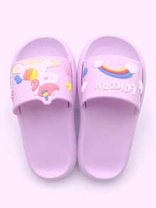 1双儿童软底小马拖鞋，适合室内/室外、居家、浴室、泳池、夏季穿着 - 紫色 - 查看 7