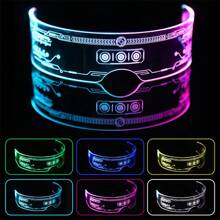 1pc LED 7-Color Illuminated Glasses - Sci-Fi Honeycomb Design - Futuristic Technology Style Glasses - Cyberpunk Eyewear - Cool Colorful Glasses - Dual Control 12 Modes - Curved Dual Temples Design (Stable Wear, Less Likely To Fall Off) - Perfect Gift - Birthday Gift - Ideal Present - Surprise Gift - Holiday Gift - Seasonal Gift - Halloween Gift - Christmas Gift - Stunning Costume Effect - Unlock Your Cyberpunk World - Gift - Toy