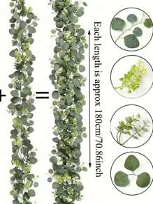 1-4 Packs Faux Greenery Garland Vines, Eucalyptus Leaves Decor Rattan For Valentine's Day Decor, Suitable For Wedding Party Home Decor, Fake Green Vine For Tablecloths And Home Decoration