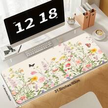 Floral Mouse Pad, Non-Slip Rubber Base And Comfortable Colorful Flowers Green Plants Pattern Cloth Mouse Mat, Cute Mouse Pad For Women, Big Mousepad For Computer, Laptop, Office, Home