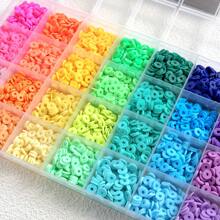 4200 piezas de cuentas de arcilla para hacer pulseras, kit de 28 colores, cuentas redondas planas de arcilla polimérica tipo espaciador "heishi" para la fabricación de joyas, para niñas