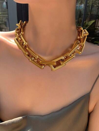 1-20pcs Punk Hip-Hop Style Square Buckle Chain Necklace, Bag Chain, DIY Necklace, Bracelet, Anklet For Men And Women