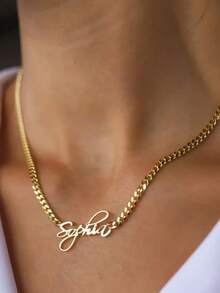 1pc Gold Rose Gold Custom Personalized 18K Gold Name Necklace, Custom Name Necklace, Personalized Jewelry For Her Personalized Gift, Custom Gift Mother's Day Gift For Family Birthday Gift Christmas Gift Valentine's Day Gift Gold,Rose Gold Stylish,Fall Fashion,Vintage,Unisex,Simple,Casual,Hipster,Goth,Punk Custom,Personalized,Unique Ideal Gifts For Her Her,Boyfriend,Girlfriend,Dad,Mom,Family,Friends,Pets,Son,Daughter,Grandparents For Anniversaries,For Valentine's Day,For Mother's Day,For Birthdays,For Graduation,For Father's Day,For Weddings,For Daily Wear,For Party,For Prom,Black,Silver,Gold,Stylish,Colorful,Vintage,Simple,Unisex,Casual,Cuties,Custom,Personalized,Unique,Ideal Gifts For Him,Ideal Gifts For Her,Her,Boyfriend,Girlfriend,Dad,Mom,Family,Friends,For Anniversaries,For Birthdays,For Graduation,For Prom,For Party,Chic Autumn,Delicate Romance - Multicolor - View 15